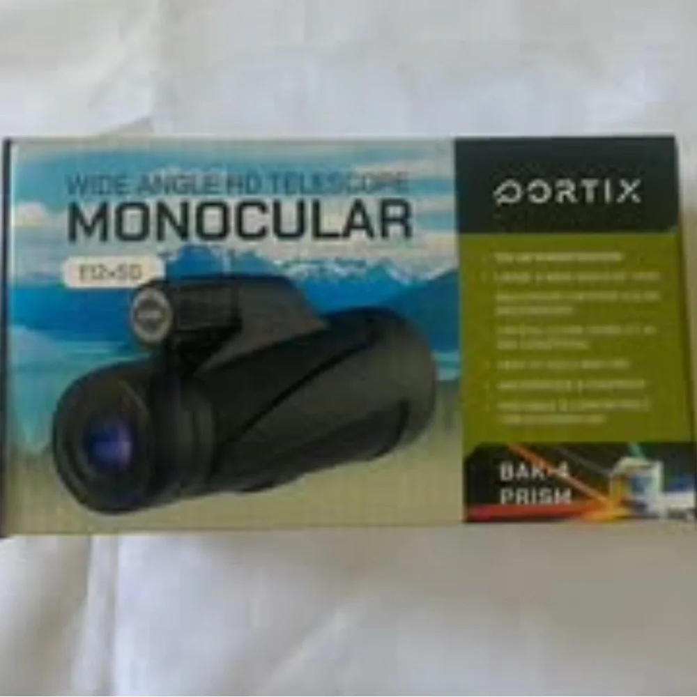 New Portix Black Wide Angle HD Monocular Telescope T12x50 BAK-4 Prism
